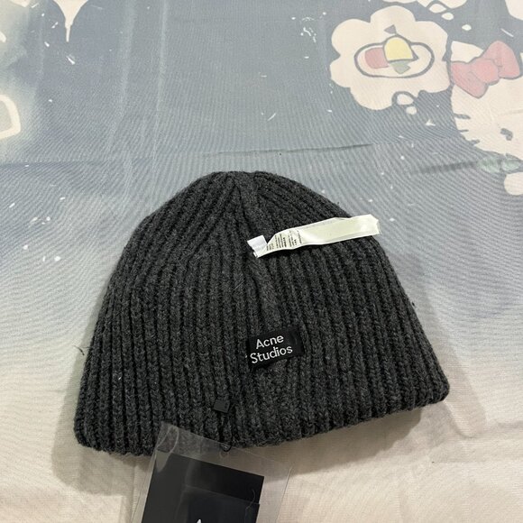 Acne Studios Grey Ribbed Beanie main image 6